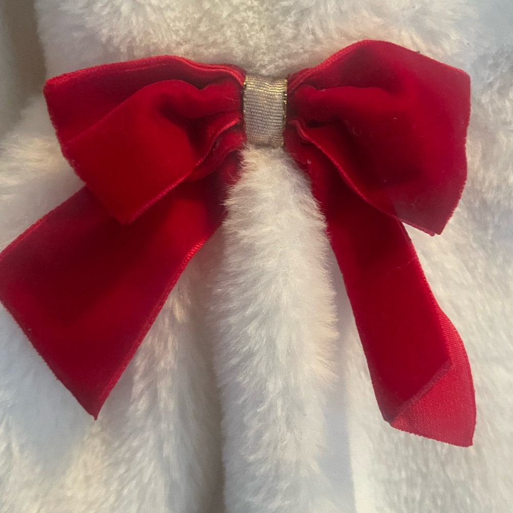 Blueberi Boulevard White Fuzzy Coat with Red Accents - Picture 7 of 13